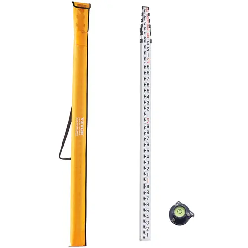 【Summerfinds】VEVOR Aluminum Grade Retractable Measure Ruler Tool, 18ft/10ths 6-Section Telescopic Hardware Rod, Double-Sided Scale Leveling Stick with Bubble Level & Carrying Bag for Adults’ Houses, Floors