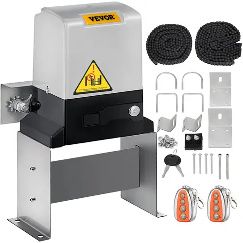 VEVOR Automatic Sliding Gate Opener with 370W Motor, 1400 lbs Capacity, 40ft/Min Speed, 2 Remote Controls, 20ft Track Chains & Hardware Kit for Home Security, Garage Door Opener