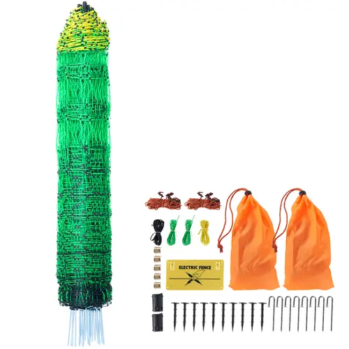 【Summerfinds】VEVOR Electric Fence Netting Chicken Wire Fence Kit48" H x 168' L PE Mesh with Posts & Double-Spiked StakesPortable Utility Fencing for PoultryIdeal for Backyards & Farms,campingessentials,outdoorfurnitureset,campinggear