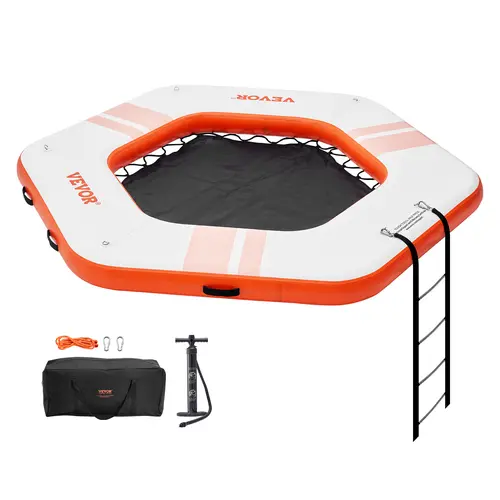 【Summerfinds】VEVOR Inflatable Floating Dock Inflatable Pool Raft8.5FT Diameter Platform with 5FT Diameter Trampoline MeshNon-Slip Water Mat with Portable Bag & Detachable Ladder for PoolBeach Relaxation, Inflatable Swimming Pool, Pool Floats, Yoga, Outdoo