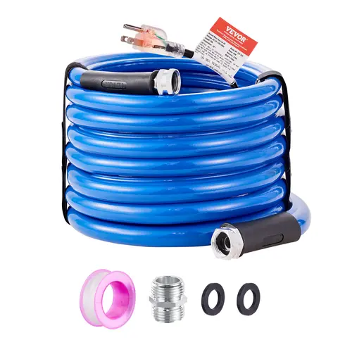 【Summerfinds】VEVOR Heavy Duty RV Heated Drinking Water Hose, 5/8" I.D. Polyvinyl Chloride Pipe with 3/4" GHT Connector, 100 ft Plug-In, -45°F to 59°F Antifreeze, Automatic Self-Regulating, Lead & BPA Free, Anti-Kink Tube for RV Trailers, Outdoor Surfaces,