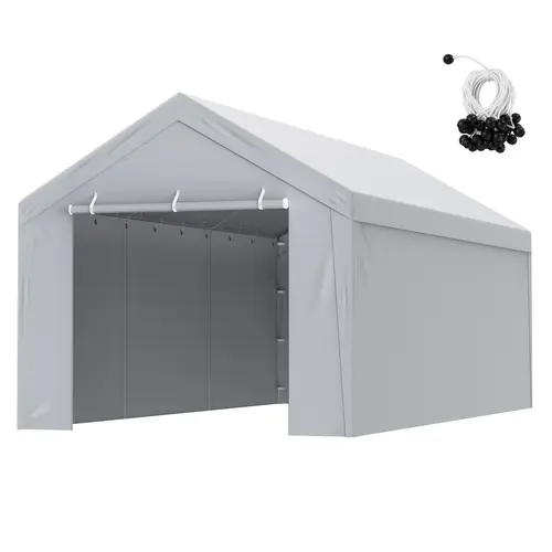 VEVOR Carport Replacement Canopy Cover Top + Side Wall 10 x 20 ft,  Garage Tent Shelter Tarp Heavy-Duty Waterproof & UV Protected, Easy Installation with Ball Bungees,White (Frame Not Included),outdoorfurnitureset,home decor,camping essentials