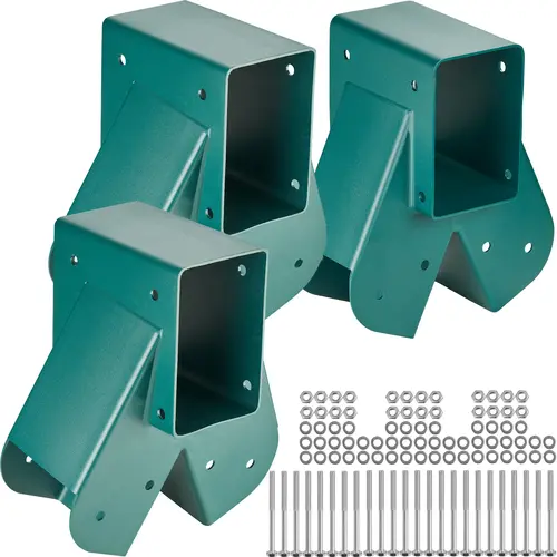 【Summerfinds】VEVOR Heavy-Duty Carbon Steel A-Frame Middle Swing Set Brackets with Hex Nuts & Mounting Hardware, Stable Wobble-Free Kit for 4x4 Legs & 4x6 Beam, Green (3 Pcs) – Ideal for Indoor Playground Jungle Gyms, Heavy Duty Bolts