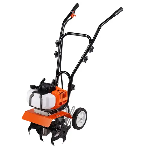 【toolupgrade】VEVOR EPA Certified 43CC 2-Stroke Cutting Tiller Cultivator, 4 Adjustable Steel Tines, Protective Shield, 5.8" Drive Wheels, 100 mm Depth, 300 mm Cultivation Width, Enlarged Heat Dissipation Holes, Handle & Parts for Lawn & Garden Use, None,,