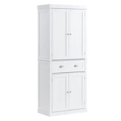 【fathersdaygift】VEVOR 72" Kitchen Pantry Storage Cabinet Freestanding Utility Cabinets with DoorsDrawer and 3 Adjustable ShelvesTall Food Buffet Pantries for KitchenLiving RoomDinning RoomLaundryWhite