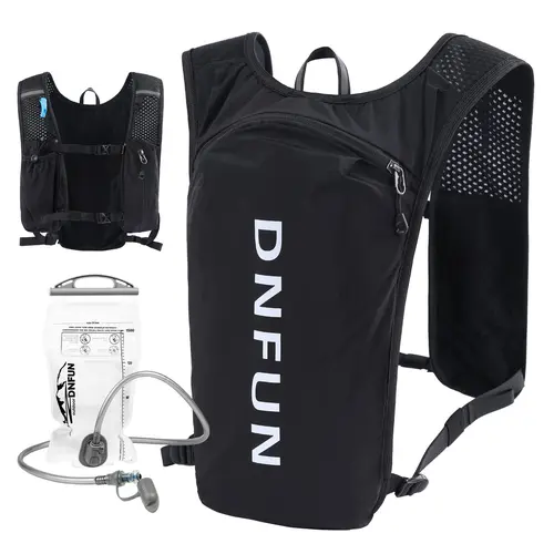 Unisex Lightweight Nylon Fabric Activewear Hydration Vest - 140g Adults Jogging Equipment, 1.5L Water Bladder, 4 Pockets, Adjustable Hip Belt/Shoulder Straps, Breathable Mesh, Minimal Bulk, Ergonomic Comfort for Outdoor Training