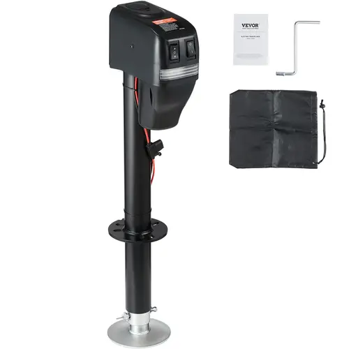 【Summerfinds】VEVOR 4000 lbs Electric Power Tongue Jack with Waterproof Cover, 9.84"-33.85" Lift, Led Lights, Polypropylene, Carbon Steel, Power Cord for RV, Horse Trailers (Lift Trailers Compatible)