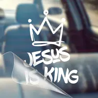 Jesus Is King Crown Christian Car Decal Sticker Waterproof Oracal 651 Vinyl 6x4.5 Inches Outdoor Rated Stylish Car Merch