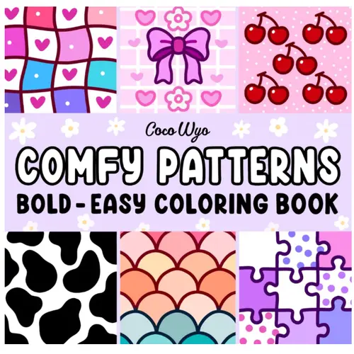 Adult & Kids Coloring Book - Cute Patterns, Bold Lines, Simple Designs, Single-Sided, Bleed-Free, 52 Hand-Drawn Pages, 52 Pages Keep Coloring Sessions Going, 8.5 x 8.5 Inches, Cozy Mandalas, English Office Art Supply Relaxation Activity Book