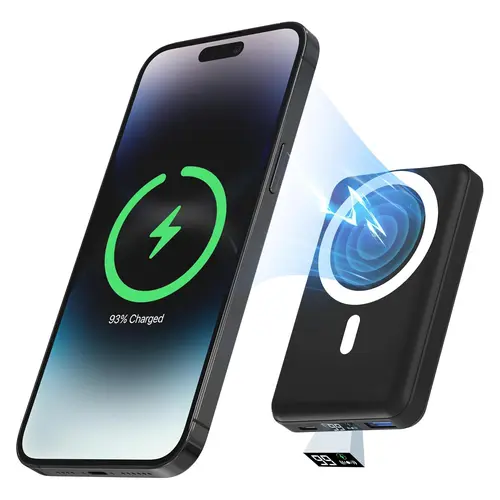 Podoru MagSafe Magnetic Wireless Power Bank - 10000mAh Fast Charging Power Bank with LED Display, Safety Chips, Silicone Cable, 3 Ports, USB for iPhone 17/16/15/14/13/12 Smartphones, Digital Smartphone Accessories,back to school,back to school haul
