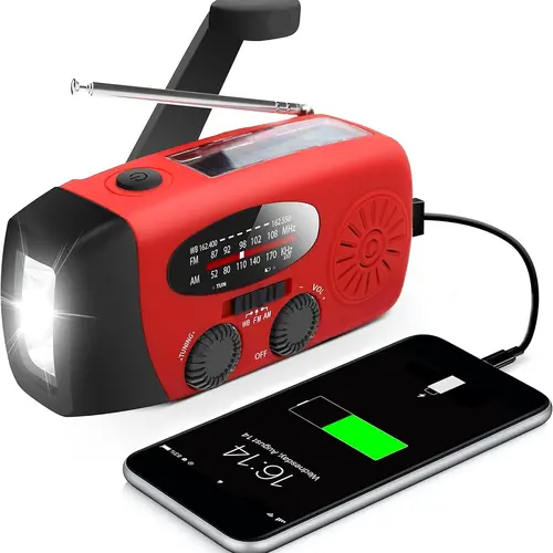 Hand Crank Radio Original - 2000mAh Solar Powered Radio, AM/FM/NOAA, LED Flashlight, USB Charging, Portable Survival Camping Equipment for Home Emergencies, Power Outages, Handheld Radio, Emergency Kit,back to school,back to school haul