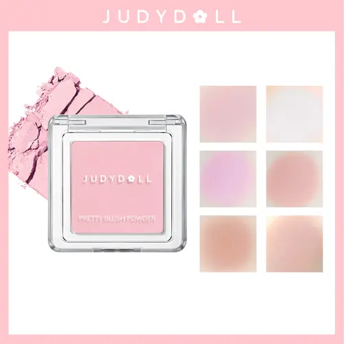 JUDYDOLL Monochrome Blush Powder Palette - Cosmetic Highlighter Blush Palette, Light Pink, Sweet Natural Glow, Brightening, Blendable, Smooth Soft Color, Water-Proof, Long-Lasting, Lightweight Portable, Face-Enhancing for Girls,back to school