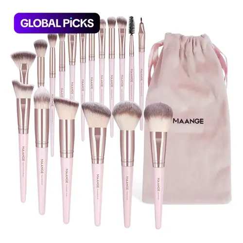 Professional Makeup Brush Set with Drawstring Bag, 18-Piece Soft Synthetic Brushes for Foundation, Powder, Concealer and Eyeshadow, Beauty Brush Set, Brush Kit #GLOBAL PICKS