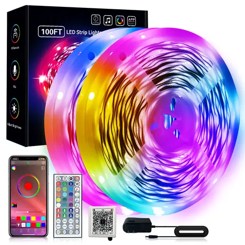 KEXU Smart LED Strip Lights, App-Controlled Music Sync Led Lights RGB Color-Changing Led Light Strip with Timer, Lights for Bedroom Home Decoration, Household Items & Cool Room Gadgets Rainbow Led Backlight Dimmable Led Lighting