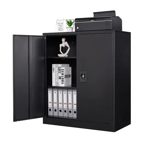 Letaya Heavy-Duty Freestanding Metal Storage Cabinet - 36" Counter Fit, Lockable Doors, Reinforced Frame, 2 Adjustable Steel Shelves, Rust-Resist Coat, Easy Setup (36h x 32w x 16d in), 180 lbs Capacity Office Furniture Organizer for Home, Shops, Pe