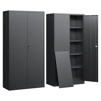 Letaya Lockable Steel Garage Cabinet - Heavy Duty Furniture, Tall Adjustable Shelving, Corrosion Resistant, Moisture-Proof Organizer Storage, Modern Construction for Home Use