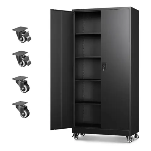 Letaya Heavy Duty Lockable Steel Garage Cabinet - Rolling Cupboards with Adjustable Shelves, Large Capacity, Professional Design for Garage Organization, Home Office Storage Furniture (Steel Cupboards, Large Metal Cabinets) Homemakeover