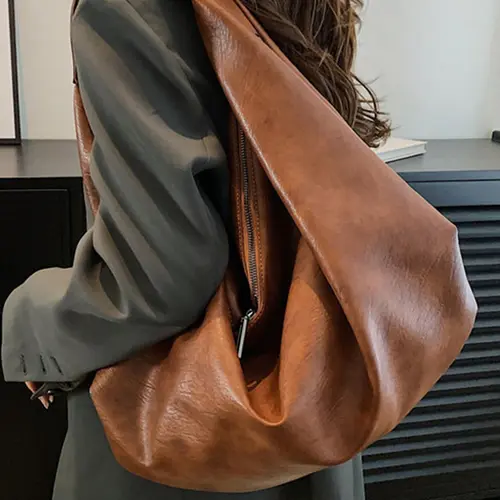 Women's Solid Color Shoulder Bag, Large Capacity PU Tote Bag for Work & School, Casual Trendy Versatile High-quality Daily Commuting Bag, PU Tote Satchel