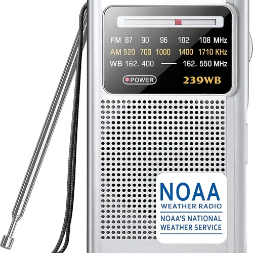AM/FM NOAA Weather Radio with 3.5 mm Stereo Earphone Jack, Strong Reception, Battery Operation for Elderly Home Use & Emergency Preparedness Portable Audio Gift for Parents, 3.5 Mm Jack, Mp3,back to school,back to school haul