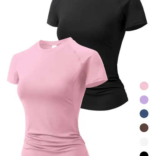 Women's Solid Raglan Sleeve Sports Tee, Sporty Quick Drying Breathable Round Neck T-shirt for Yoga Running Gym Training, Ladies Sportswear for All Seasons, Sports Tops