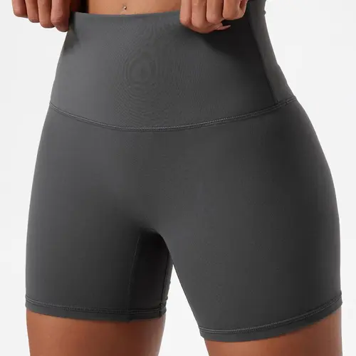 Women's Plain High Waist Skinny Sports Shorts, Gym Shorts, Athletic Fitness Shorts, Sporty Wide-Waistband High-Stretch Shorts, Skinny Workout Shorts, Ladies' Sportswear for Indoor Outdoor Wear