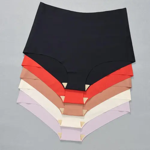Plus Size Solid Color Nylon High Waist Knicker, Plus Size Seamless High Rise Panty, Women's Plus Basic Everyday Underwear for All Seasons, Smooth, Seamless Knickers, High Waisted Panties