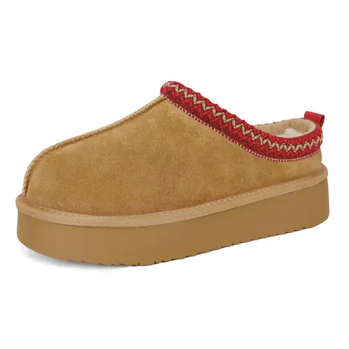 EVELLYHOOTD Women's Braided Cowhide Short Ankle Boots - Suede Mini Platform Sole, Fluffy Fur Lined, Warm Round Toe Slip-On Walking Shoes for Autumn Winter Outdoor Use,shoes for back to school,back to school shoes