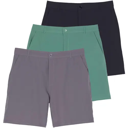 Real Essentials 3 Pack: Men’s 7" Golf Shorts with Pockets – Casual Athletic Active Hiking Workout Gym