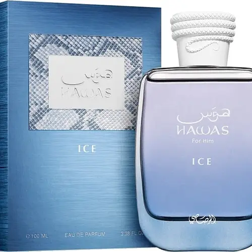 Rasasi Hawas Ice Eau de Parfum Men's Fragrance (100ml) - Cruelty Free Invigorating Woody Aromatic Cologne with Fruity Citrus, Italian Lemon, Amber, Star Anise Edge, 24 Months Shelf Life, Daily Wear, Invigorating Fragrance, 3 To 3.9 Fl Oz