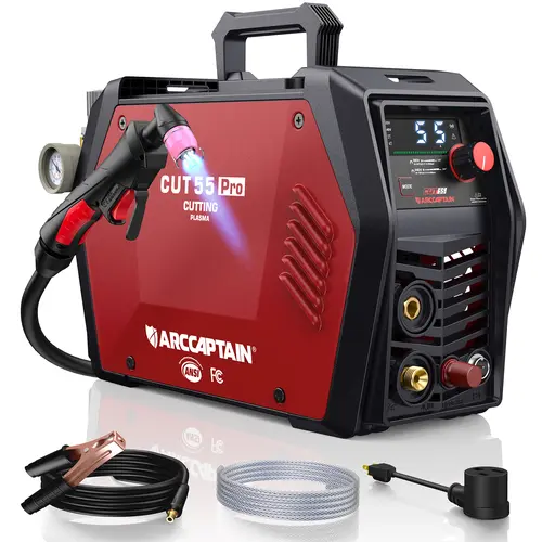 ARCCAPTAIN CUT55 Pro Plasma Cutter APP Control 55 Amp Non-Touch Pilot Arc 120V/240V Dual Voltage Large LED Display 2T/4T 3/4 Inch Cut DC Inverter IGBT High-Frequency Plasma Cutter for Stainless Steel Aluminum Iron Fabrication # toolupgrade