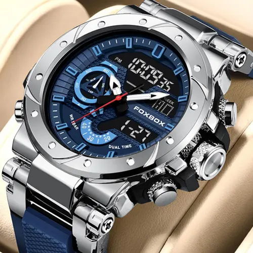Men's Sportive Digital Analog Quartz Watch, Calendrier Digital Watch, Sports Digital Watch, Trendy Watch for Daily Use As Gift with Box