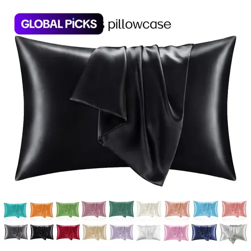 Solid Color Satin Pillowcase, Skin-Friendly Soft Cover with Envelope Closure, Silky Polyester Bedding for Home and Dorm #GLOBAL PICKS