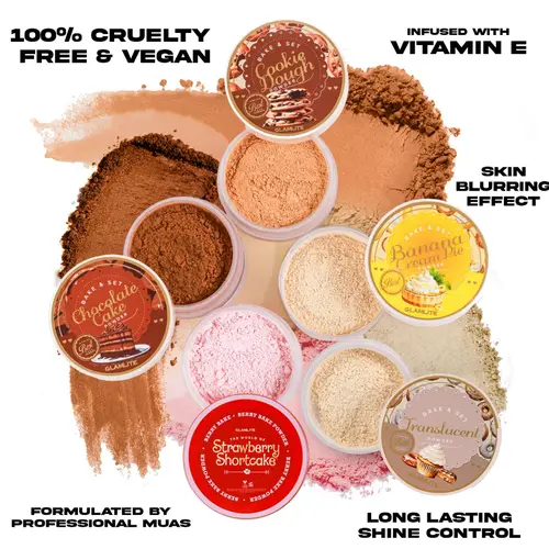 Glamlite Bake & Set Powder - Smooth Finish, Vitamin E Infused with Complimentary Puff