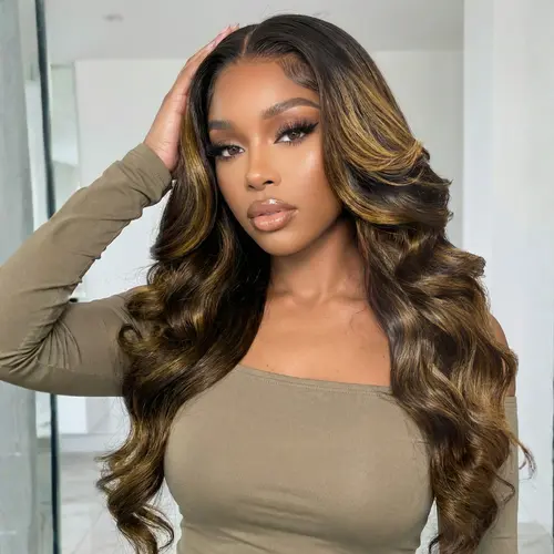 UNice Glueless Balayage Highlight Body Wave Lace Front Wig - Pre-cut 7x5 HD Lace Human Hair Wig - Beginner-Friendly, Ready to Go, Summerwins, Lace Front Wigs