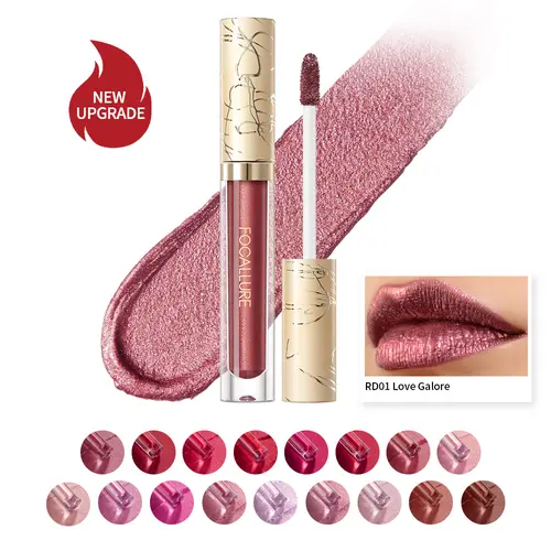 Focallure Glam Metallic Liquid Lipstick #RD01 Love Galore Metal Lipgloss Lightweight Smooth Cosmetic Long-lasting Waterproof#backtoschool