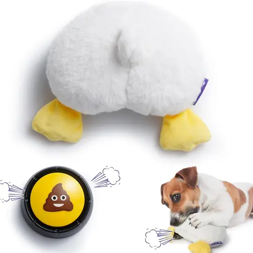 Fuzzwoof Hilarious Farting Fluffy Duck Butt Dog Toy, Emit Funny Farting Sounds When Press, Battery-Powered, Cute Plush Stuffed Dog Toy for All Breeds Sizes, Puppy Toy for Accompany and Anxiety Relief #backtoschool #sohochic