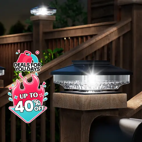 Solar Post Cap Lights Modern Outdoor | Easy Installation,summergarden ,easiestgardenmakeover,Bright White & IP65 Waterproof | For Fence & Deck Lighting, Solar Powered & Decorative,dorm essentials,home decor,home essentials,camping essentials