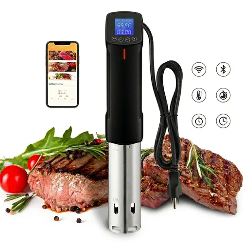 INKBIRD WiFi App-Controlled Low Temperature Cooking Machine with WiFi Digital Meat Thermometer, Ultra-Silent Fast Heating, APP Recipes, Timer, Alarm Clock, Ideal for Meat & Vegetables, Kitchen Gift for Fathers