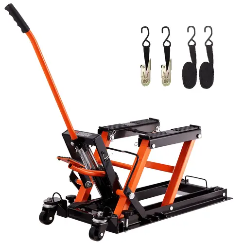 【Summerfinds】VEVOR Heavy Duty Hydraulic Foot-Operated Motorcycle Jack Stand, 1500 LBS Car Repair Tools Scissor Lift with 4 Wheels, 4.7"-15" Height for ATV UTV Powersports Maintenance
