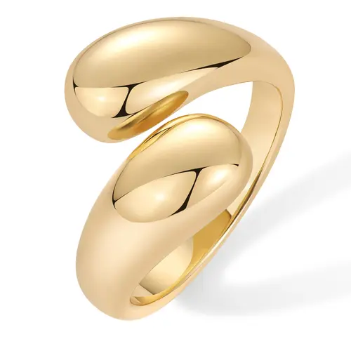 PAVOI 14K Gold Plated Chunky Open Twist Stackable Rings for Women | Bold Crossover Statement Ring Band