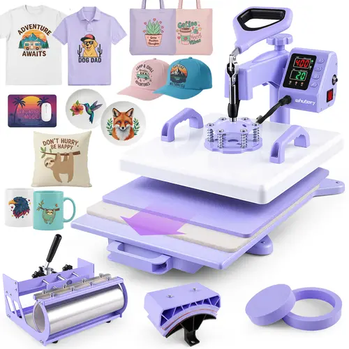 AKEYDIY 5-in-1 Slide-out Industrial Grade Hot Press Heating Machine, 15"X15" 360° Rotation Swing Away, Digital Sublimation for T-shirts/Mugs/Hats, Home Use Custom Design Mother's Day Gift