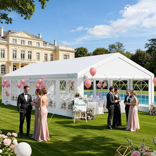 YITAHOME 20x40ft Heavy Duty Upgraded Galvanized Party Tent, Backyard Canopy with 140g Large White Roof, Weather Resistant Outdoor Wedding Event Shelter with 24 Expansion Bolts & 8 Pull Ropes