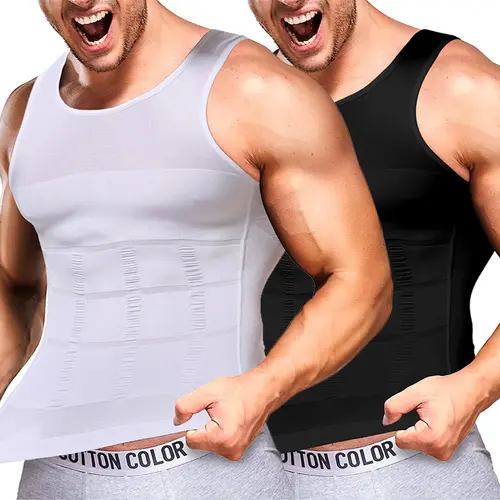CATTIBOR Mens Compression Vest - 1/2/3/4 Pack Plain Round Neck Sleeveless Gym Tops, Sweat Vest, Compression Shirts, Body Shaper Sports Apparel for Workout Training, Athletic Activewear (Menswear & Underwear)