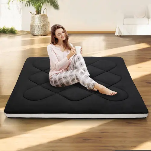 ABORON Japanese Polyester Memory Foam Floor Futon Mattress - Twin/Full/Queen Sizes, Foldable Roll-Up Tatami Mat, Adults' Indoor-Outdoor Lounger Guest Bed, Back to School