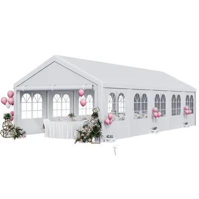 YITAHOME 16x32FT Party Tent Heavy Duty Wedding Tent Event Shelters Outdoor Canopy Upgraded Galvanized Steel Carport with Removable Sidewall Windows for Commercial and Parties (White)