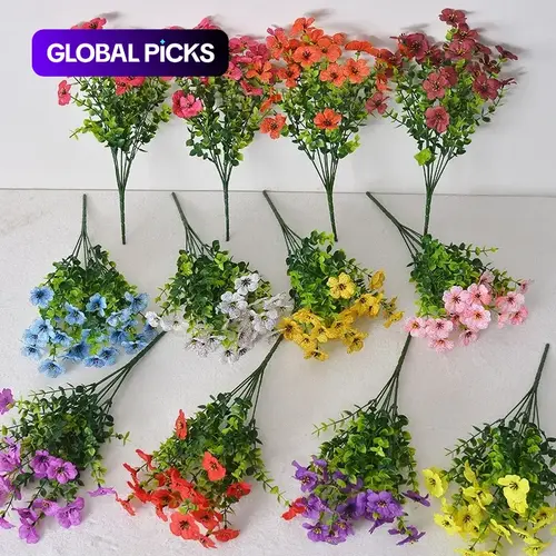 Artificial Flower ( 12pcs/set ) ，Mixed Color UV Resistant Fake Flower, Decorative Faux Flower for Home & Garden & Yard，Outdoor Flowers,home decor（without Pot）