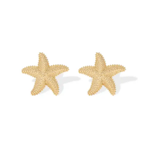 PAVOI 14K Gold Plated Sterling Silver Posts Starfish Statement Earrings for Women | Chunky Ocean Starfish Stud Earrings | Hypoallergenic Jewelry