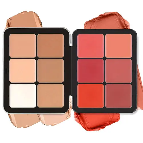 12-Color Blush Palette, 1 Box Matte & Glitter Highlighter Palette, Long-Lasting Lightweight Blush & Concealer Palette for Natural Daily Makeup Cosmetics