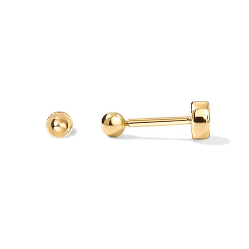 PAVOI 14K Gold Plated Solid 925 Sterling Silver Posts Dainty Ball Stud Flatback Earrings for Women - Cartilage Helix Piercing Jewelry - Small Screwbacks 2.5mm 3mm 3.5mm Stud Earrings for Women