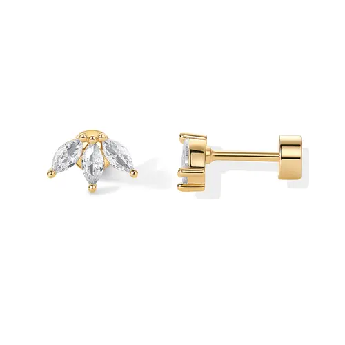 PAVOI 14K Gold Plated Sterling Silver Posts Dainty Mini Multi-Shape Flat Back Stud Earring Pack for Women - Helix Cartilage Piercing Jewelry